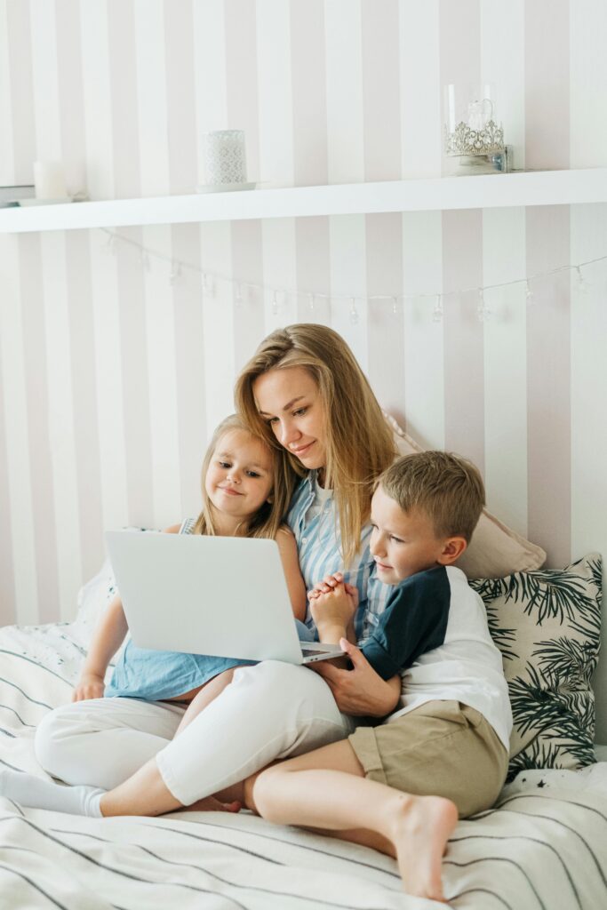 Mom reading with kids